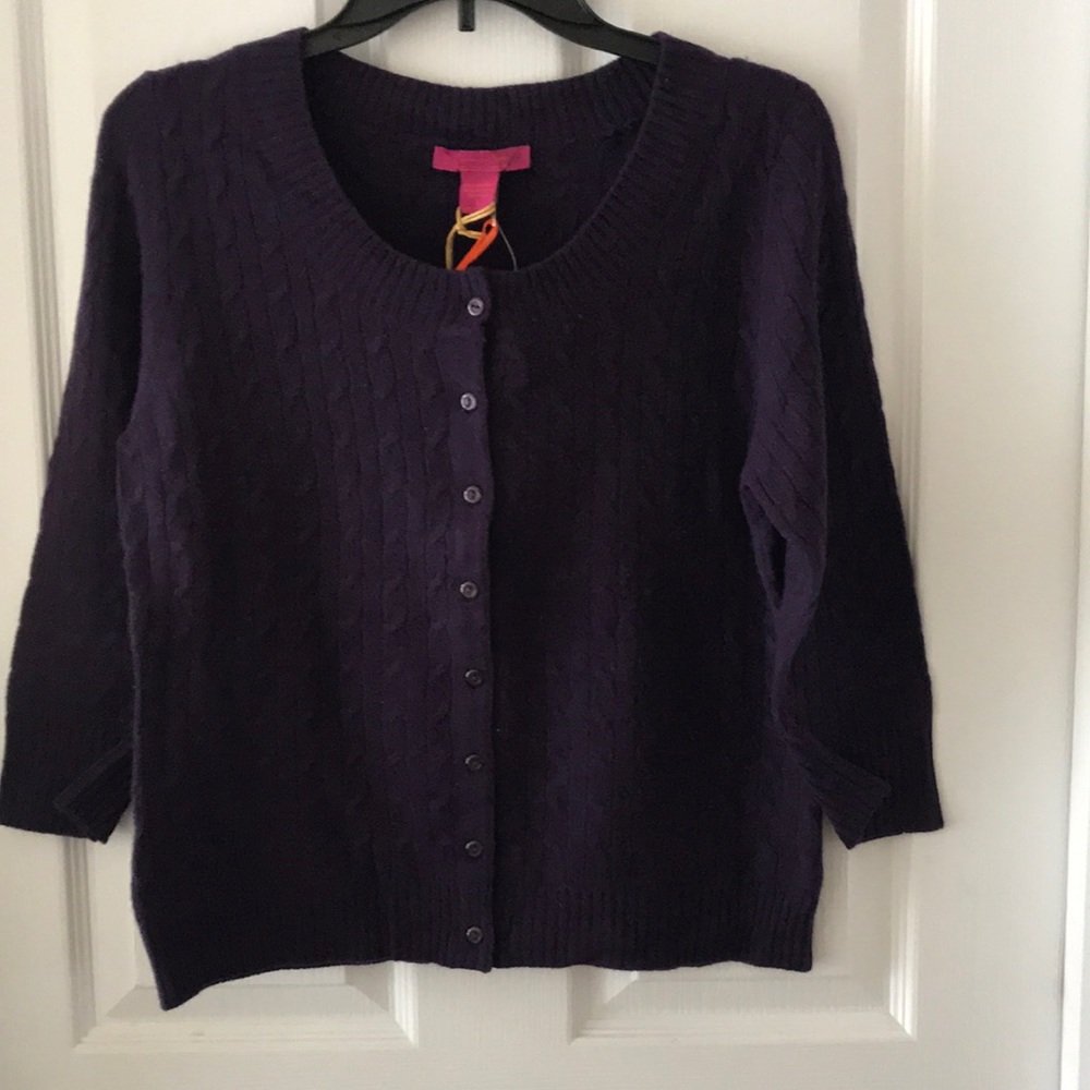 Purple cashmere button up cardigan